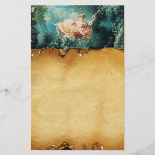 ザスイング，ブラウンパーチメント，グリーンピンク 便箋 (正面)