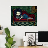 ザスカーレットソファビクトリアンゴシックアートプリント ポスター (ホームオフィス)