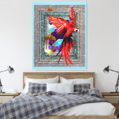 ザスカーレットマコーとヤマネコ – オウムタロット キャンバスプリント (インサイチュ (寝室))