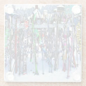 ザスキーパーティー – スキーとポール ガラスコースター (裏面)