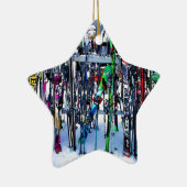 ザスキーパーティー – スキーとポール セラミックオーナメント (右)