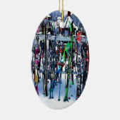 ザスキーパーティー – スキーとポール セラミックオーナメント (右)