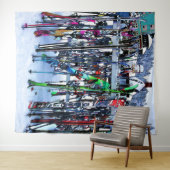 ザスキーパーティー – スキーとポール タペストリー (インサイチュ(横))