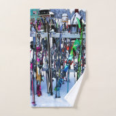 ザスキーパーティー – スキーとポール バスタオルセット (ハンドタオル)