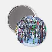 ザスキーパーティー – スキーとポール マグネット (正面/裏面)