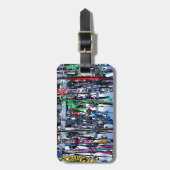 ザスキーパーティー – スキーとポール ラゲッジタグ (正面縦)