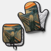 ザスクリームエドバードムンチモダン表現主義芸術 鍋つかみ&鍋敷きセット (正面/裏面)