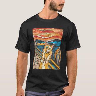 ザスクリームキャットパロディおもしろいキャットパロディーアートペイント Tシャツ