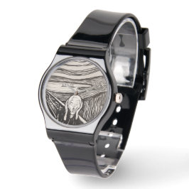 ザスクリーム（1895年）エドヴァードムンチウッドカットファインアート 腕時計