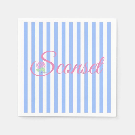 ザスコセット/ナンタケットブルーストライプナプキン スタンダードカクテルナプキン (正面)