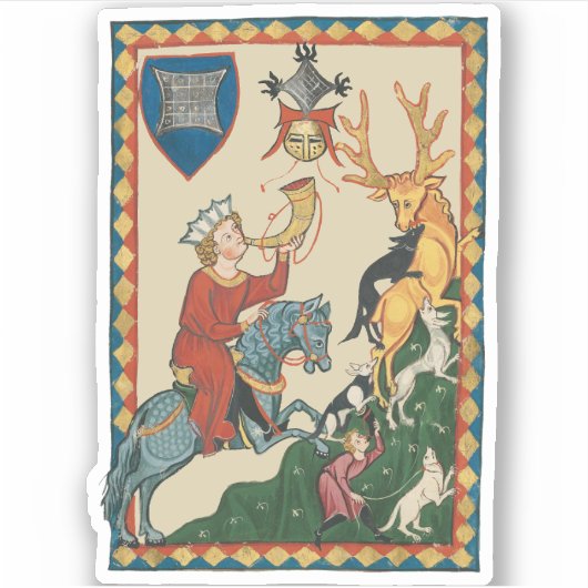 ザスタグ狩り14世紀中世アート シール (正面)