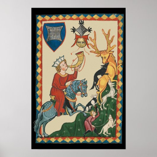 ザスタグ狩り14世紀中世アート ポスター (正面)