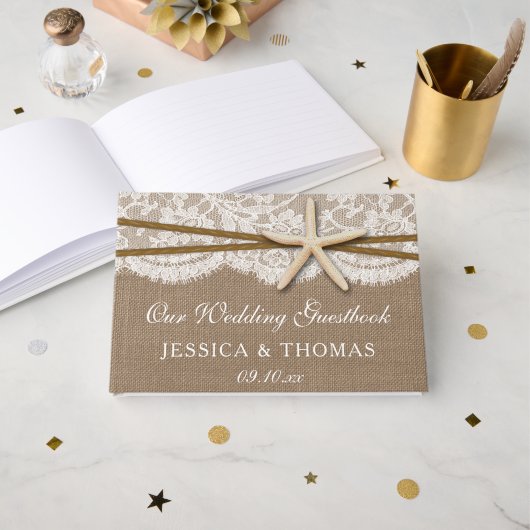 ザスタッ素朴フィッシュビーチ結婚式コレクション ゲストブック (正面見開き)