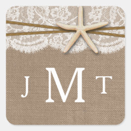 ザスタッ素朴フィッシュビーチ結婚式コレクション スクエアシール