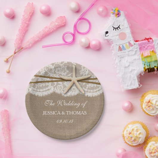 ザスタッ素朴フィッシュビーチ結婚式コレクション ペーパープレート (パーティー)