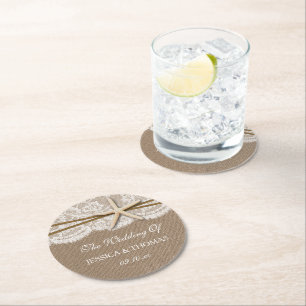 ザスタッ素朴フィッシュビーチ結婚式コレクション ラウンドペーパーコースター