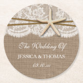 ザスタッ素朴フィッシュビーチ結婚式コレクション ラウンドペーパーコースター (正面)