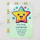 ザスターオブザデイ誕生日スターテーマ 招待状 (正面/裏面)