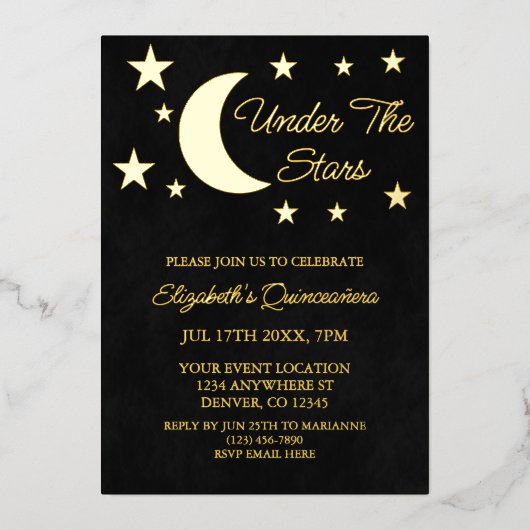 ザスターズキンセアニラの下 箔招待状 (正面)