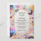 ザスターズグラムブライトパステルグラデーショングリッター結婚ズ 招待状 (正面)