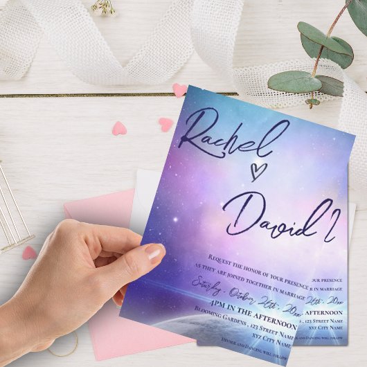 ザスターズパープルピンクタイポグラフィ結婚ズ