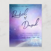 ザスターズパープルピンクタイポグラフィ結婚ズ ポストカード (正面)