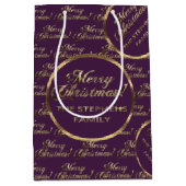 ザスティーブンズファミリークリスマスパープルフェイク金ゴールド ミディアムペーパーバッグ (正面)