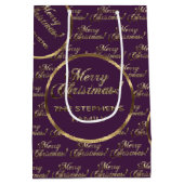 ザスティーブンズファミリークリスマスパープルフェイク金ゴールド ミディアムペーパーバッグ (裏面)