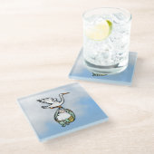 ザストル運クア男の赤ちゃん ガラスコースター (アングル)