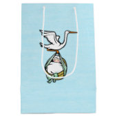 ザストーク運ア男の赤ちゃんブルー ミディアムペーパーバッグ (裏面)