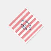 ザスノースビーチピンクカバナストライプバチェロレッテ スタンダードカクテルナプキン (角)