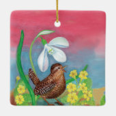 ザスノードロップとウォレン春イラストレーション セラミックオーナメント (裏面)