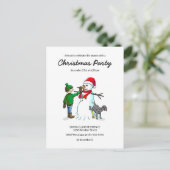 ザスノーマンズクリスマスパーティの招待状はがき インビテーションポストカード (スタンド正面)
