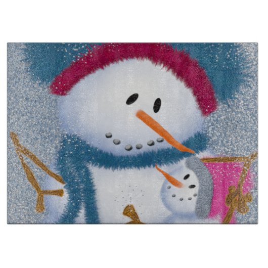 ザスノーモンマアンドスノーガールイラストレーション カッティングボード (正面)