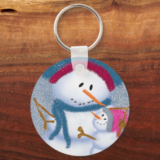 ザスノーモンマアンドスノーガールイラストレーション キーホルダー (正面)