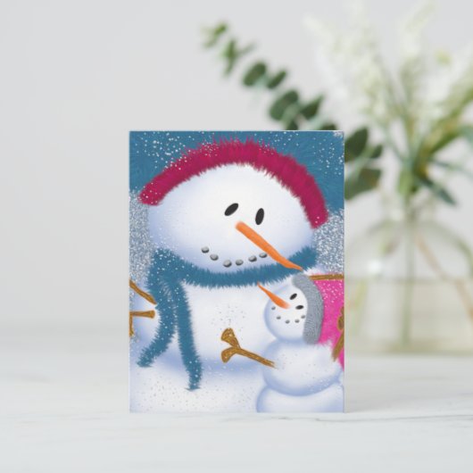 ザスノーモンマアンドスノーガールイラストレーション ポストカード (スタンド正面)