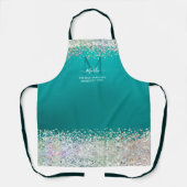 ザスパークルキラキラキラの釉薬ティール(緑がかった色)カスタムモノグラムApr エプロン (正面)