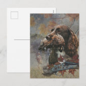 ザスプロケットスパニエル犬、ガンドッグアート シーズンポストカード (正面/裏面)