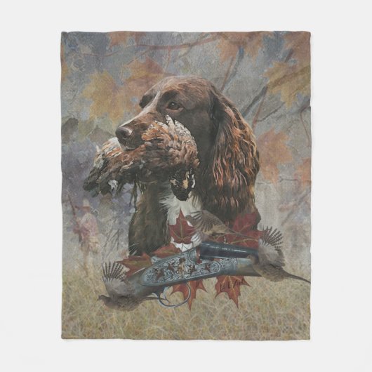 ザスプロケットスパニエル犬、ガンドッグアート フリースブランケット (正面)