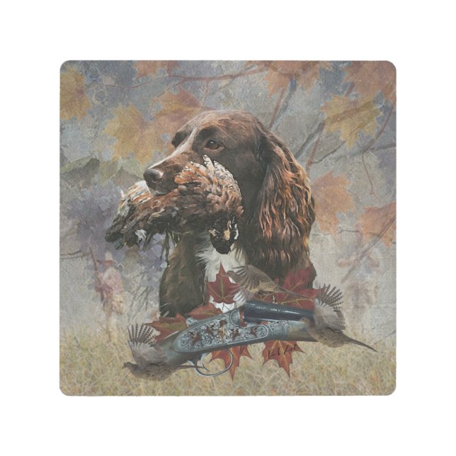 ザスプロケットスパニエル犬、ガンドッグアート メタルプリント (正面)