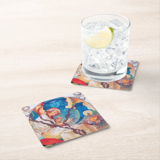 ザスラフエピックアルフォンスミュシャ スクエアペーパーコースター (インサイチュ)