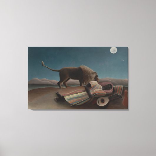 ザスリーピングジプシーbyアンリ・ルソーヴィンテージ・アート キャンバスプリント (正面)