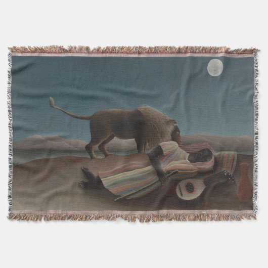 ザスリーピングジプシーbyアンリ・ルソーヴィンテージ・アート スローブランケット (正面)