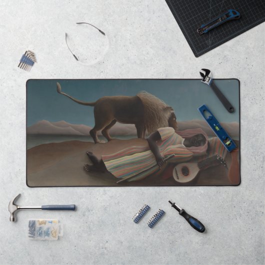 ザスリーピングジプシーbyアンリ・ルソーヴィンテージ・アート デスクマット (ワークステーション)