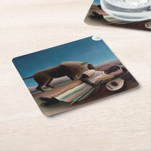 ザスリーピングジプシーHenri Rousseau スクエアペーパーコースター (アングル)