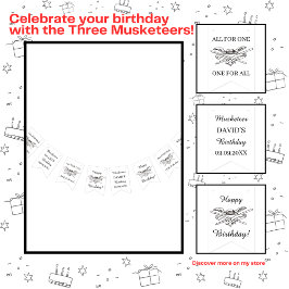 ザスリーマスケット銃兵ハッピーバースデー バンティングフラッグ