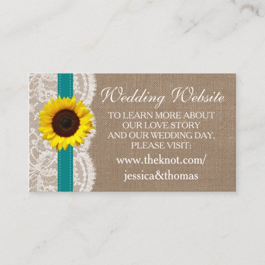 ザス素朴フラワー結婚ズコレクション – ティール（緑がかった色） エンクロージャーカード (正面)