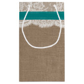 ザス素朴フラワー結婚ズコレクション – ティール(緑がかった色) スモールペーパーバッグ (裏面)