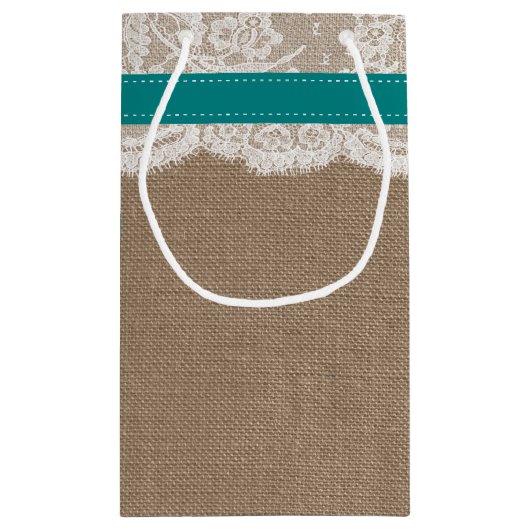 ザス素朴フラワー結婚ズコレクション – ティール(緑がかった色) スモールペーパーバッグ (裏面)