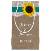 ザス素朴フラワー結婚ズコレクション – ティール(緑がかった色) スモールペーパーバッグ (正面)